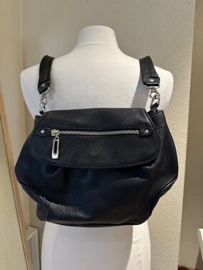 Cole Haan backpack purse black leather convertible straps